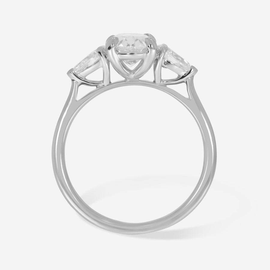 Three Stone-1.5 CT Oval Lab Grown Diamond Engagement Ring