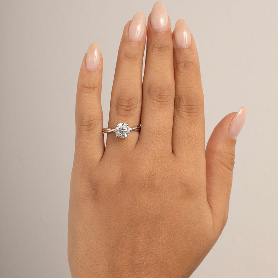 Solitaire & Criss Cross-1.5 CT Round Lab Grown Diamond Engagement Ring