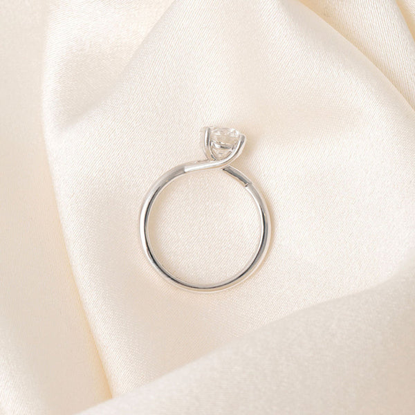 Solitaire & Criss Cross-1.5 CT Round Lab Grown Diamond Engagement Ring - Solitaire & Criss Cross-1.5 CT Round Lab Grown Diamond Engagement Ring