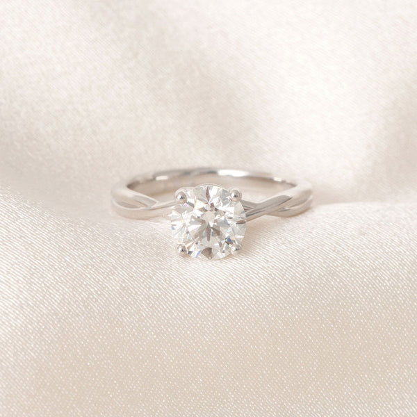 Solitaire & Criss Cross-1.5 CT Round Lab Grown Diamond Engagement Ring - Solitaire & Criss Cross-1.5 CT Round Lab Grown Diamond Engagement Ring