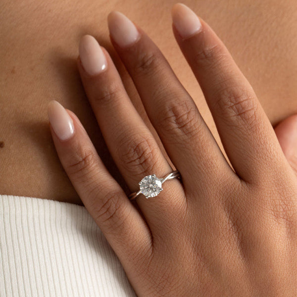 Solitaire & Criss Cross-1.5 CT Round Lab Grown Diamond Engagement Ring - Solitaire & Criss Cross-1.5 CT Round Lab Grown Diamond Engagement Ring