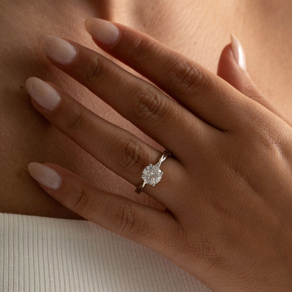Solitaire & Criss Cross-1.5 CT Round Lab Grown Diamond Engagement Ring - Solitaire & Criss Cross-1.5 CT Round Lab Grown Diamond Engagement Ring