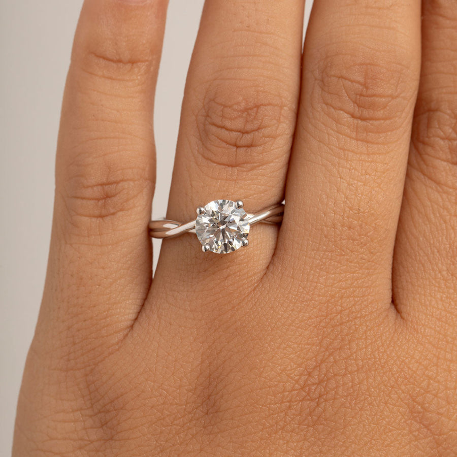 Solitaire & Criss Cross-1.5 CT Round Lab Grown Diamond Engagement Ring