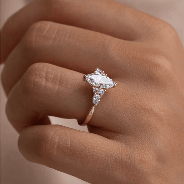 Cluster-Marquise Lab Grown Diamond Engagement Ring - Solitaire-Oval Lab Grown Diamond Engagement Ring