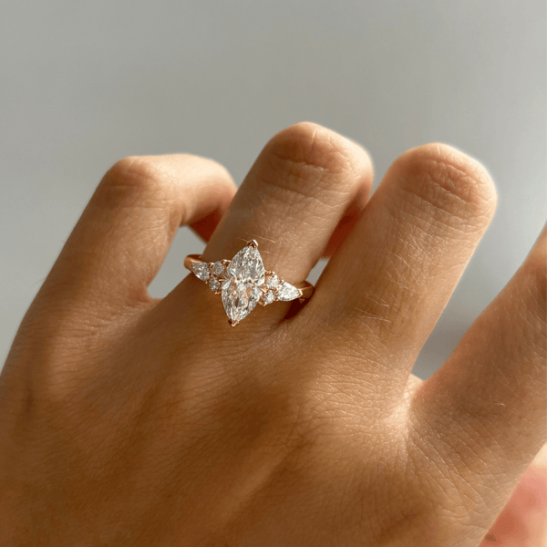 Cluster-Marquise Lab Grown Diamond Engagement Ring - Solitaire-Oval Lab Grown Diamond Engagement Ring