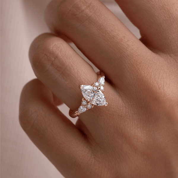Cluster-Marquise Lab Grown Diamond Engagement Ring - Solitaire-Oval Lab Grown Diamond Engagement Ring