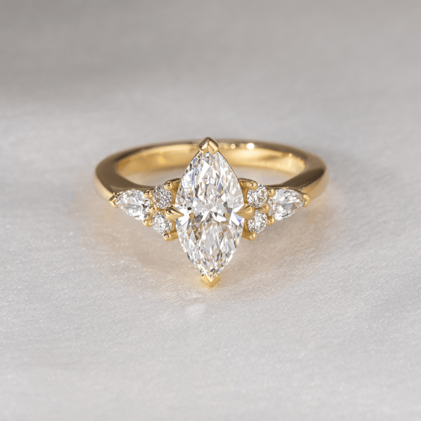 Cluster-Marquise Lab Grown Diamond Engagement Ring - Solitaire-Oval Lab Grown Diamond Engagement Ring