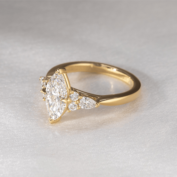 Cluster-Marquise Lab Grown Diamond Engagement Ring - Solitaire-Oval Lab Grown Diamond Engagement Ring