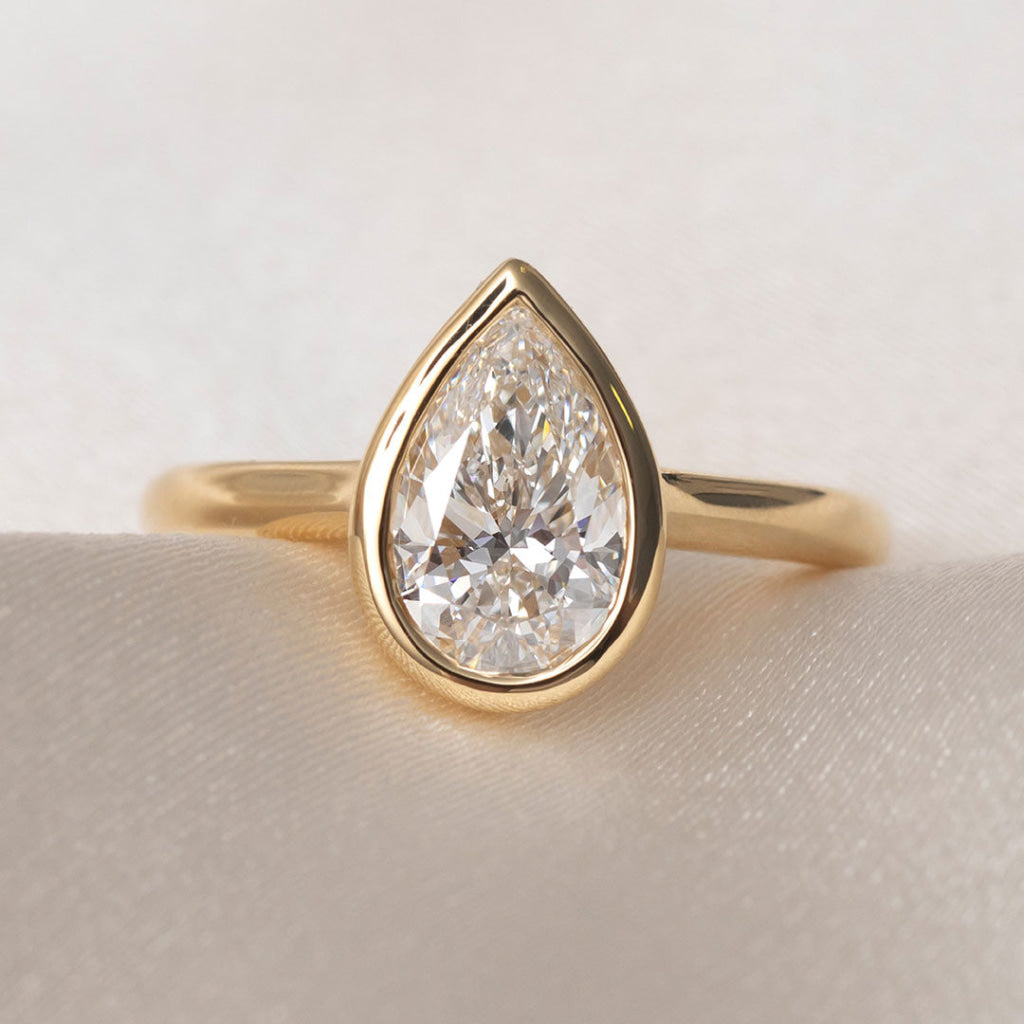 Solitare & Bezel-1.5 CT Pear Lab Grown Diamond Engagement Ring