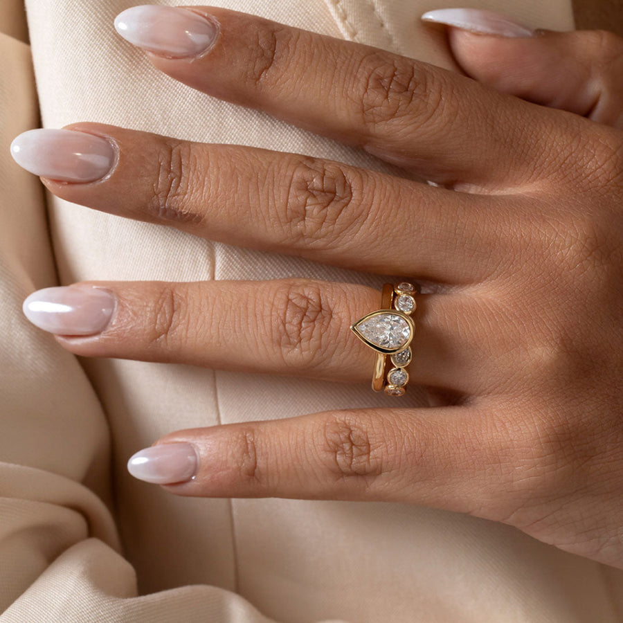 Solitare & Bezel-1.5 CT Pear Lab Grown Diamond Engagement Ring