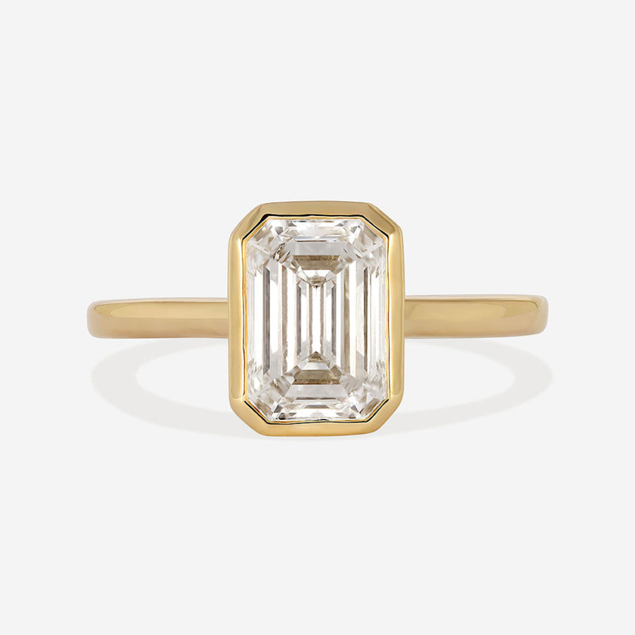 Solitaire Bezel-2.0 CT Emerald Lab Grown Diamond Engagement Ring