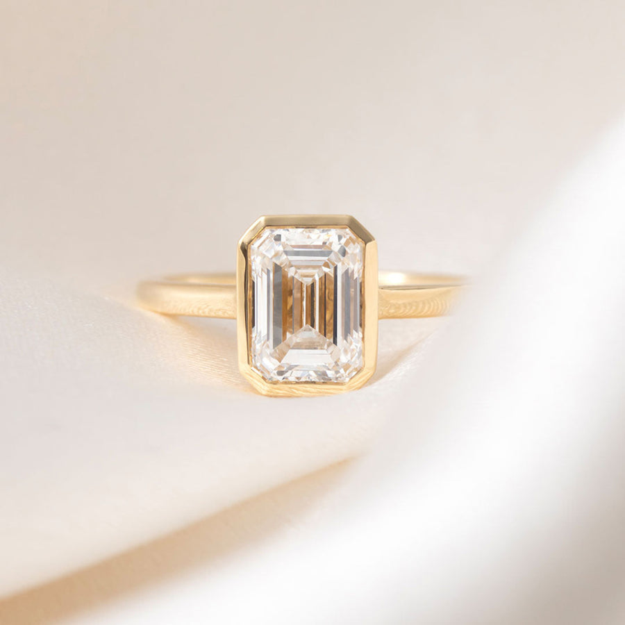 Solitaire Bezel-2.0 CT Emerald Lab Grown Diamond Engagement Ring
