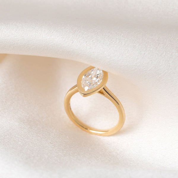 Solitaire & Bezel-2.0 CT Marquise Lab Grown Diamond Engagement Ring - Solitaire & Bezel-2.0 CT Marquise Lab Grown Diamond Engagement Ring