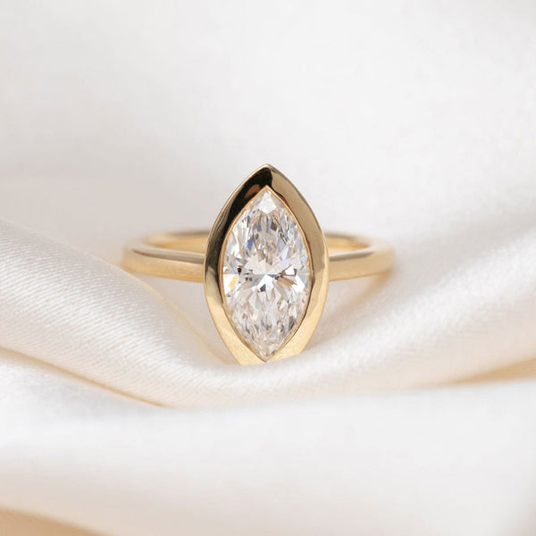 Solitaire & Bezel-2.0 CT Marquise Lab Grown Diamond Engagement Ring - Solitaire & Bezel-2.0 CT Marquise Lab Grown Diamond Engagement Ring