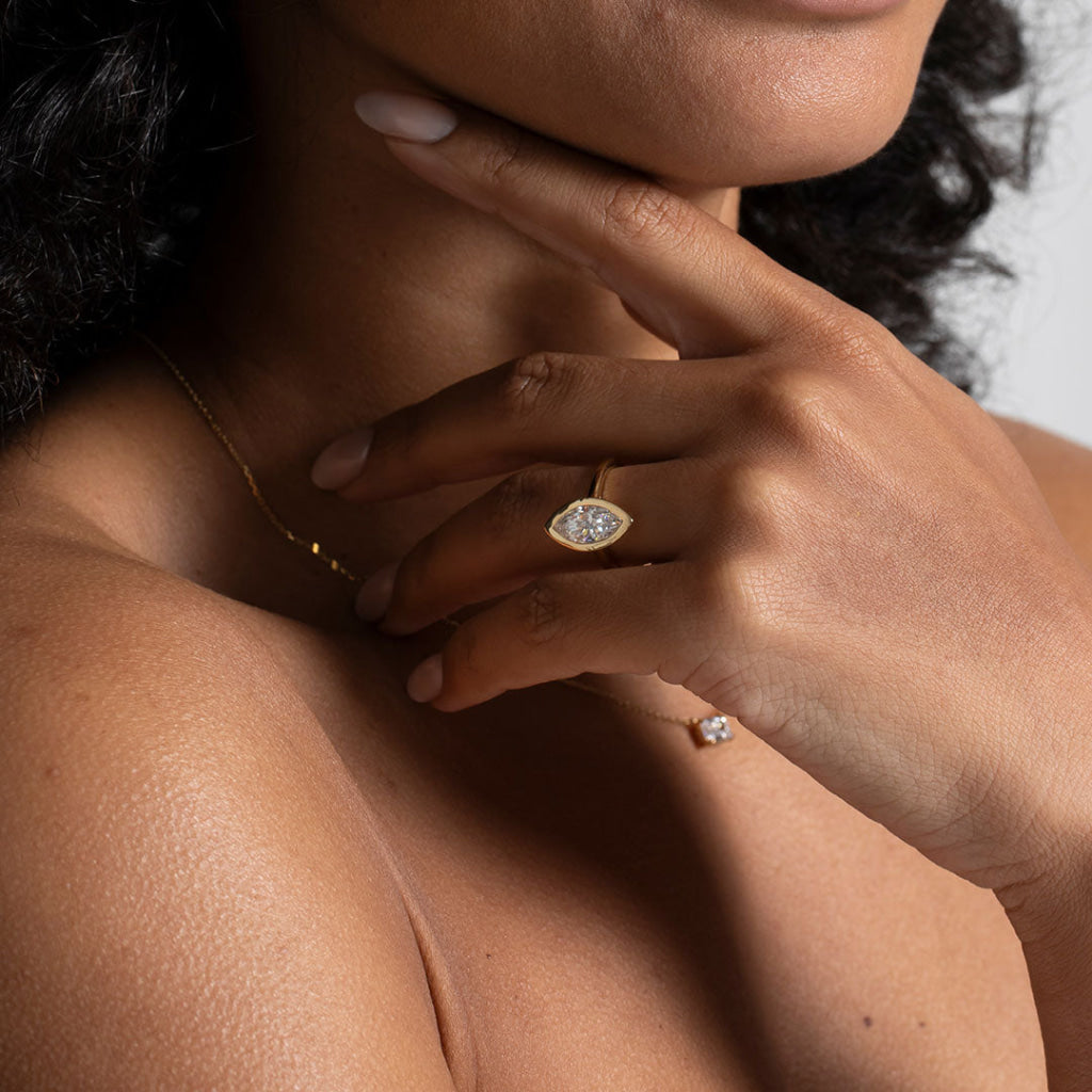 Solitaire & Bezel-2.0 CT Marquise Lab Grown Diamond Engagement Ring