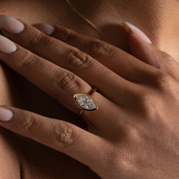 Solitaire & Bezel-2.0 CT Marquise Lab Grown Diamond Engagement Ring - Solitaire & Bezel-2.0 CT Marquise Lab Grown Diamond Engagement Ring
