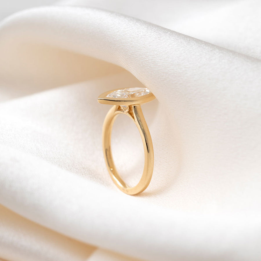 Solitaire & Bezel-2.0 CT Marquise Lab Grown Diamond Engagement Ring