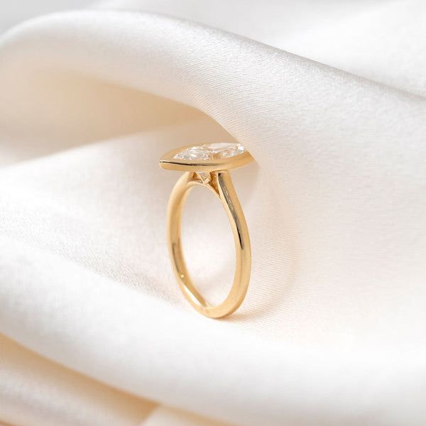 Solitaire & Bezel-2.0 CT Marquise Lab Grown Diamond Engagement Ring - Solitaire & Bezel-2.0 CT Marquise Lab Grown Diamond Engagement Ring