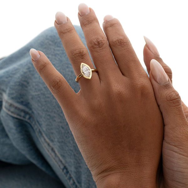 Solitaire & Bezel-2.0 CT Marquise Lab Grown Diamond Engagement Ring - Solitaire & Bezel-2.0 CT Marquise Lab Grown Diamond Engagement Ring