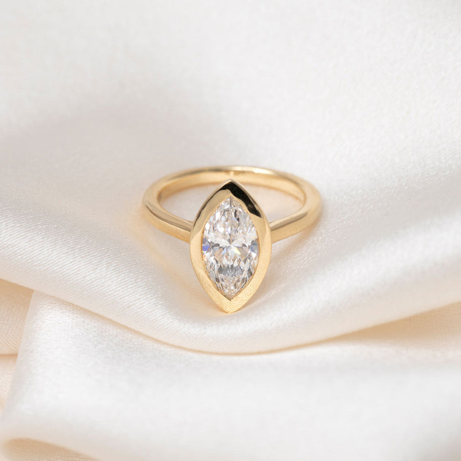 Solitaire & Bezel-2.0 CT Marquise Lab Grown Diamond Engagement Ring