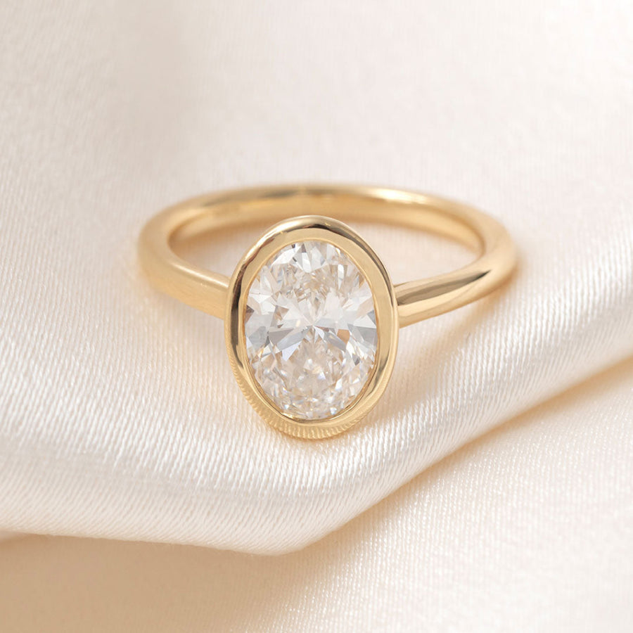 Solitaire & Bezel-2.0 CT Oval Lab Grown Diamond Engagement Ring