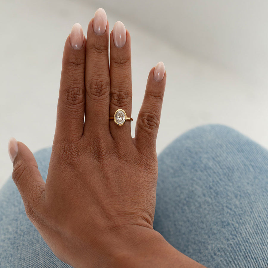 Solitaire & Bezel-2.0 CT Oval Lab Grown Diamond Engagement Ring