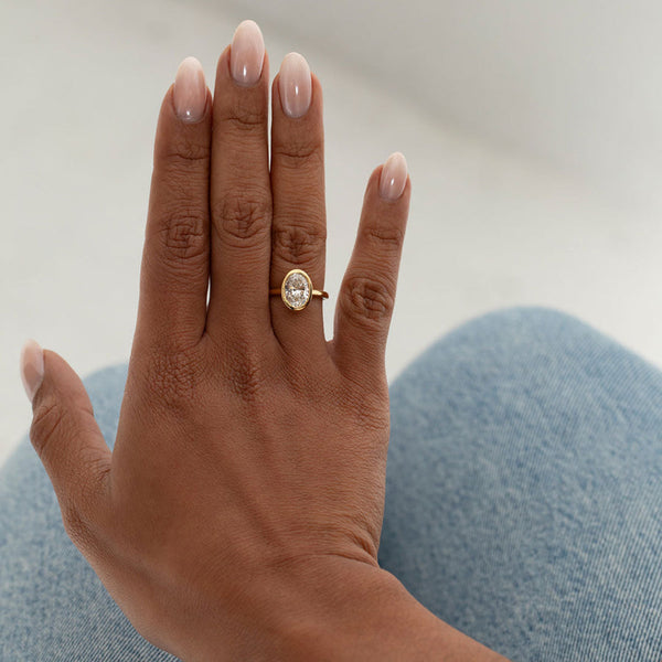 Solitaire & Bezel-2.0 CT Oval Lab Grown Diamond Engagement Ring - Solitaire & Bezel-2.0 CT Oval Lab Grown Diamond Engagement Ring