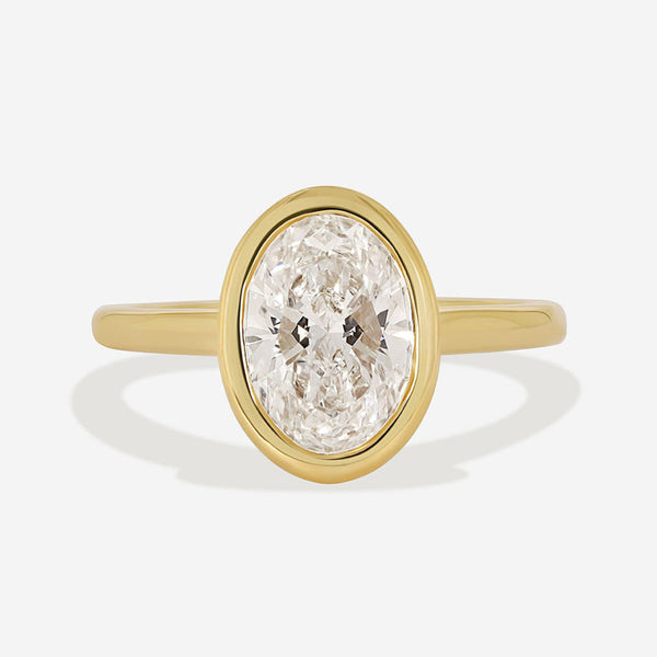 Solitaire & Bezel-2.0 CT Oval Lab Grown Diamond Engagement Ring - Solitaire & Bezel-2.0 CT Oval Lab Grown Diamond Engagement Ring