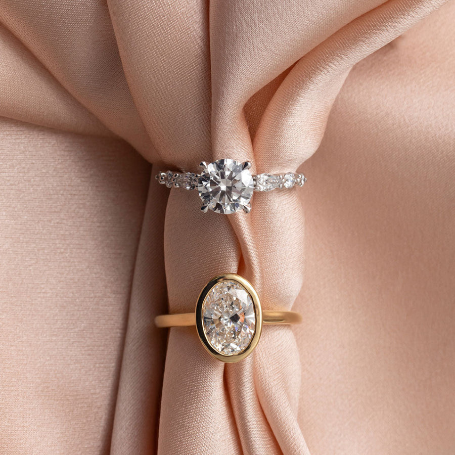 Solitaire & Bezel-2.0 CT Oval Lab Grown Diamond Engagement Ring