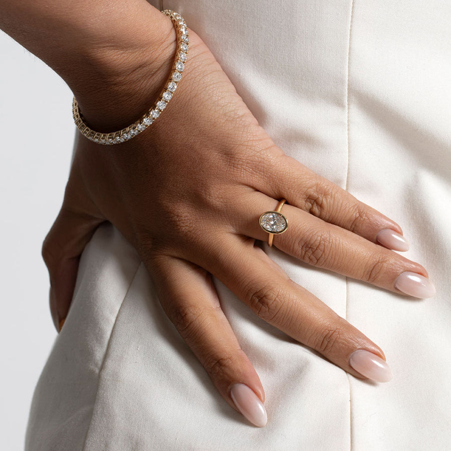 Solitaire & Bezel-2.0 CT Oval Lab Grown Diamond Engagement Ring
