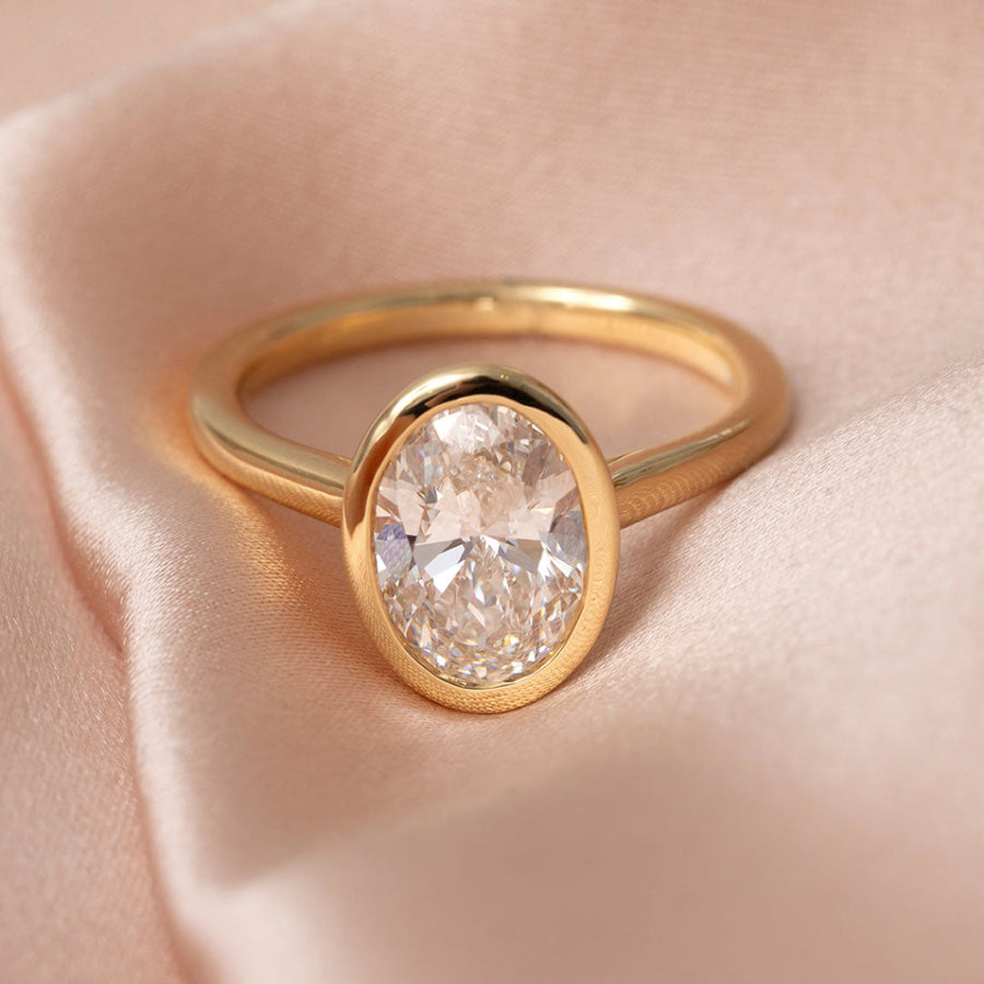 Solitaire & Bezel-2.0 CT Oval Lab Grown Diamond Engagement Ring