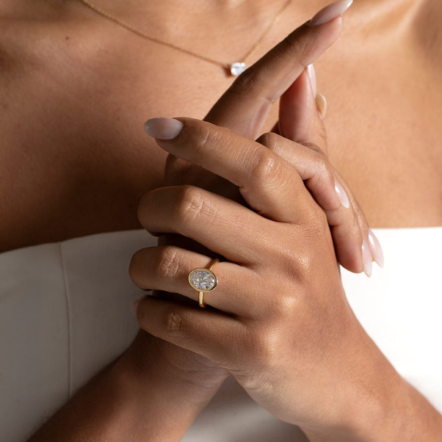 Solitaire & Bezel-2.0 CT Oval Lab Grown Diamond Engagement Ring