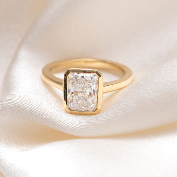 Solitaire & Bezel-2.0 CT Radiant Lab Grown Diamond Engagement Ring - Solitaire & Bezel-2.0 CT Radiant Lab Grown Diamond Engagement Ring