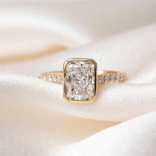 Bezel & Pave-2.0 CT Radiant Lab Grown Diamond Engagement Ring - Bezel & Pave-2.0 CT Radiant Lab Grown Diamond Engagement Ring