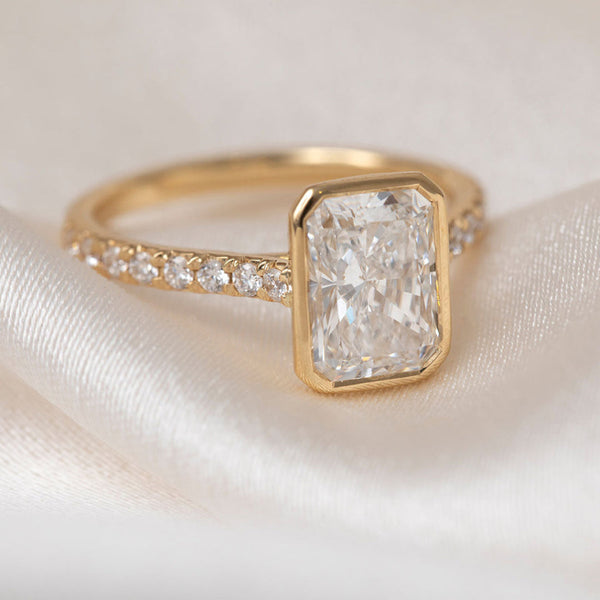 Bezel & Pave-2.0 CT Radiant Lab Grown Diamond Engagement Ring - Bezel & Pave-2.0 CT Radiant Lab Grown Diamond Engagement Ring