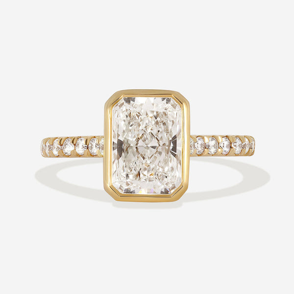 Bezel & Pave-2.0 CT Radiant Lab Grown Diamond Engagement Ring - Bezel & Pave-2.0 CT Radiant Lab Grown Diamond Engagement Ring