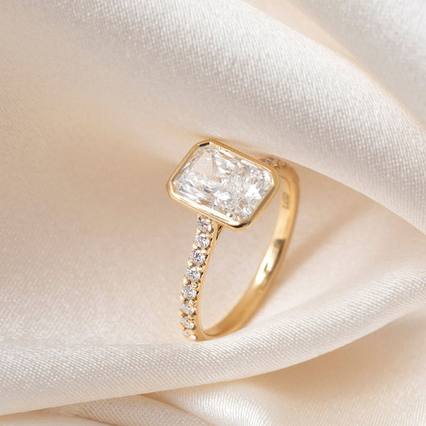 Bezel & Pave-2.0 CT Radiant Lab Grown Diamond Engagement Ring - Bezel & Pave-2.0 CT Radiant Lab Grown Diamond Engagement Ring