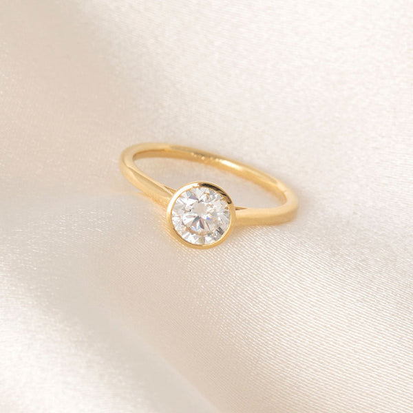 Solitaire & Bezel-1.0 CT Round Lab Grown Diamond Engagement Ring - Solitaire & Bezel-1.0 CT Round Lab Grown Diamond Engagement Ring