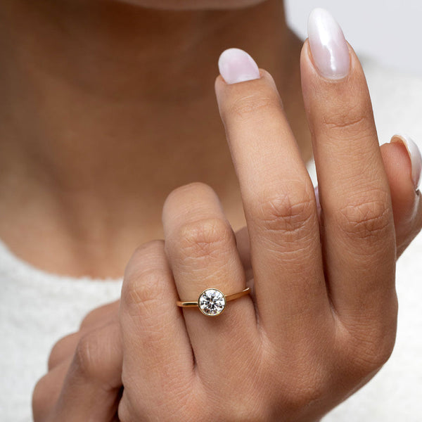 Solitaire & Bezel-1.0 CT Round Lab Grown Diamond Engagement Ring - Solitaire & Bezel-1.0 CT Round Lab Grown Diamond Engagement Ring