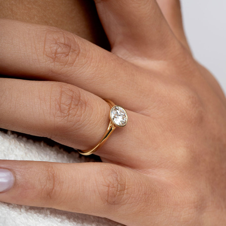 Solitaire & Bezel-1.0 CT Round Lab Grown Diamond Engagement Ring