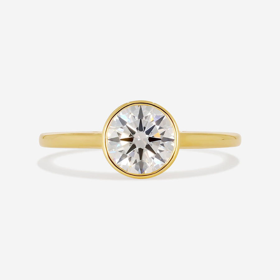 Solitaire & Bezel-1.0 CT Round Lab Grown Diamond Engagement Ring