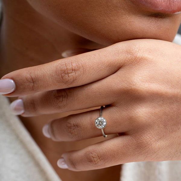 Solitaire Bezel & Cathedral-1.0 CT Round Lab Grown Diamond Engagement Ring - Solitaire Bezel & Cathedral-1.0 CT Round Lab Grown Diamond Engagement Ring