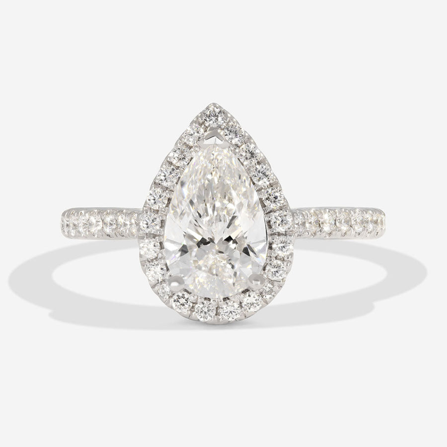 Halo & Pave-1.5 CT Pear Lab Grown Diamond Engagement Ring