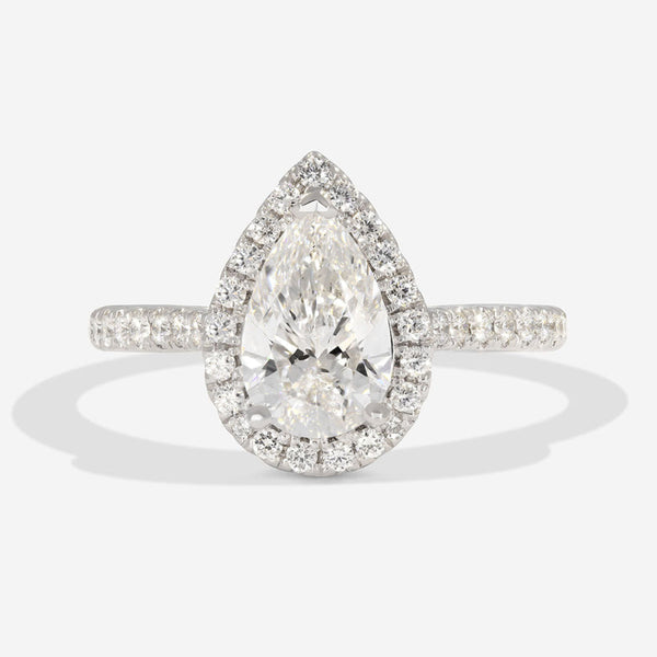 Halo & Pave-1.5 CT Pear Lab Grown Diamond Engagement Ring - Halo & Pave-1.5 CT Pear Lab Grown Diamond Engagement Ring