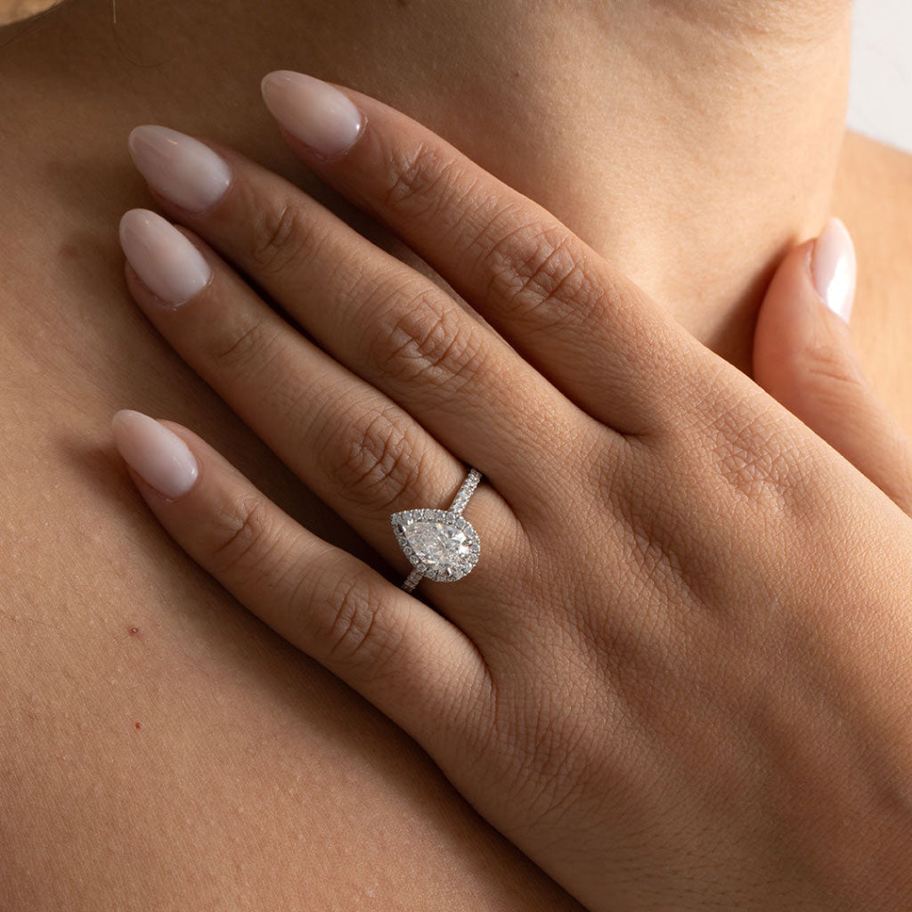 Halo & Pave-1.5 CT Pear Lab Grown Diamond Engagement Ring