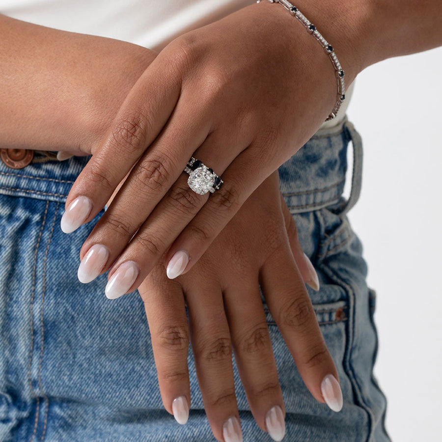 Halo & Pave-1.8 CT Cushion Lab Grown Diamond Engagement Ring