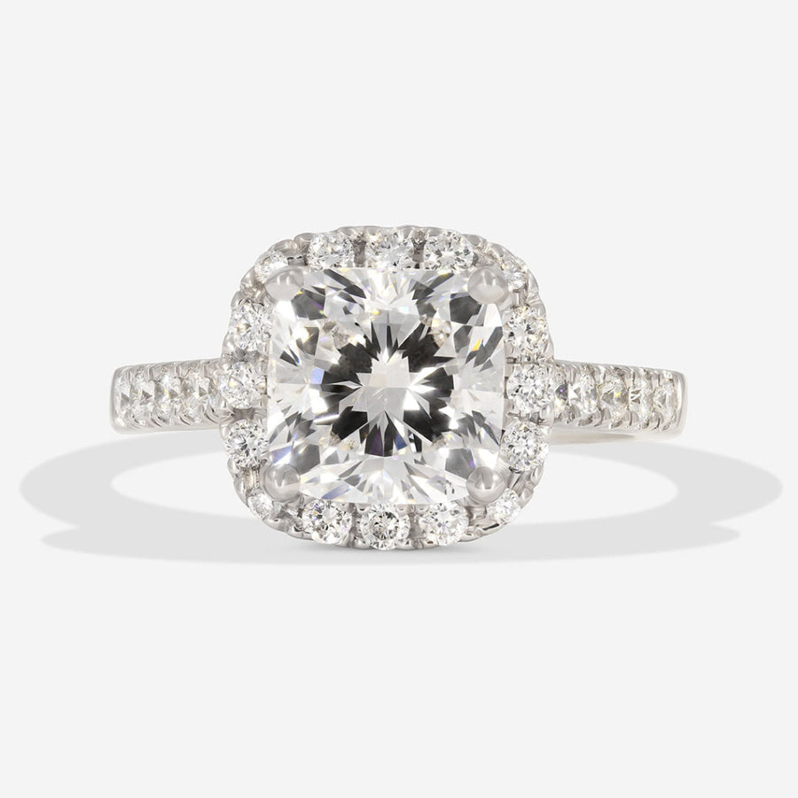 Halo & Pave-1.8 CT Cushion Lab Grown Diamond Engagement Ring