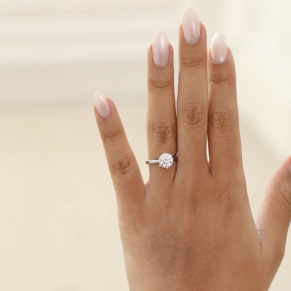 Solitaire Tulip Style-2.0 CT Round Lab Grown Diamond Engagement Ring - Solitaire Tulip Style-2.0 CT Round Lab Grown Diamond Engagement Ring