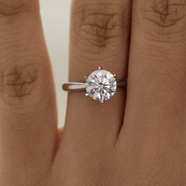 Solitaire Tulip Style-2.0 CT Round Lab Grown Diamond Engagement Ring - Solitaire Tulip Style-2.0 CT Round Lab Grown Diamond Engagement Ring