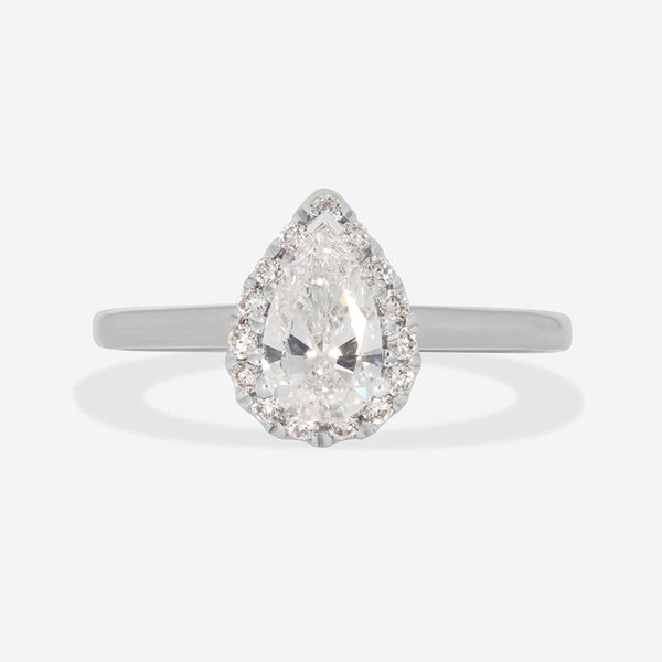 Halo-1.0 CT Pear Lab Grown Diamond Engagement Ring - Halo-1.0 CT Pear Lab Grown Diamond Engagement Ring